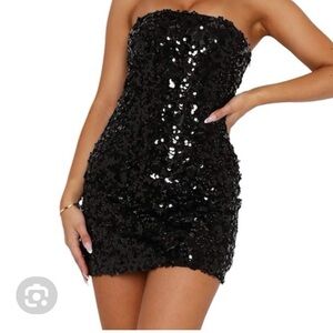 White Fox Boutique Black Sequin Mini Dress